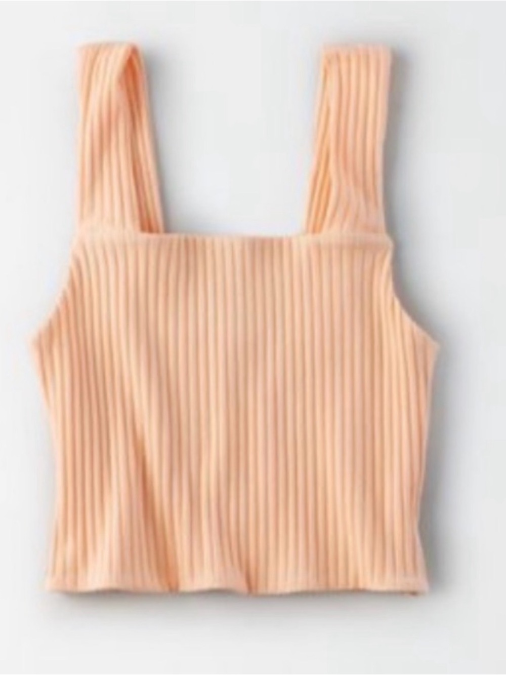 American Eagle Outfitters Peach Ribbed Square-Neck Tank
